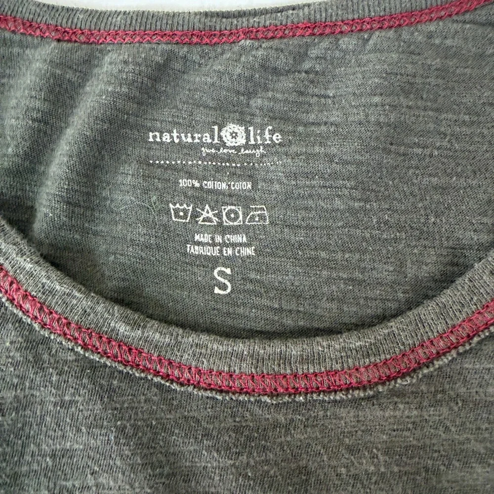 Natural Life Women S Olive Frankie Knit Tee Dress Folk Flower Relaxed Cotton - Picture 3 of 7